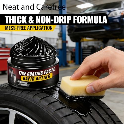 Premium Tire Coating & Trim Restorer, Tire Coating Paste Rapid Acting, Nourish and Repair, Renew and Revitalize, Restores the Tires' Original Deep, Glossy Black- Finish (1pcs) - 4