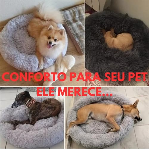 Caminha Nuvem Cama Pet Redonda Pelucia Para Cães Gatos Tam M (CINZA)