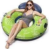 JOSEN River Floats for Adults Heavy Duty 350lb, XL River Tubes for Floating - 53' Large Pool Floats Adult with 2 Cup Holders, Inflatable Floating Tube, River Run Tube Lake Water Tubes
