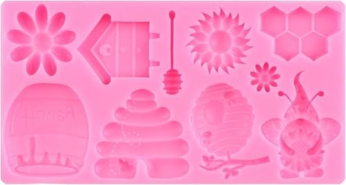 Miniatura 7 de Mujiang Moldes de silicona 3D para fondant de abejorro, girasoles, miel, panal, abejorro, magdalena, cupcake, hornear, decoración para pasteles,