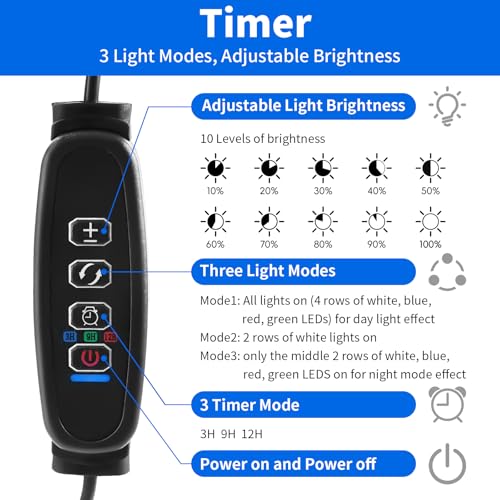 Image of AQUANEAT LED Aquarium Light with Timer for 12-16 Inch Fish Tank, Brightness Adjustable, Full Spectrum, Low Medium Light Plant Lamp