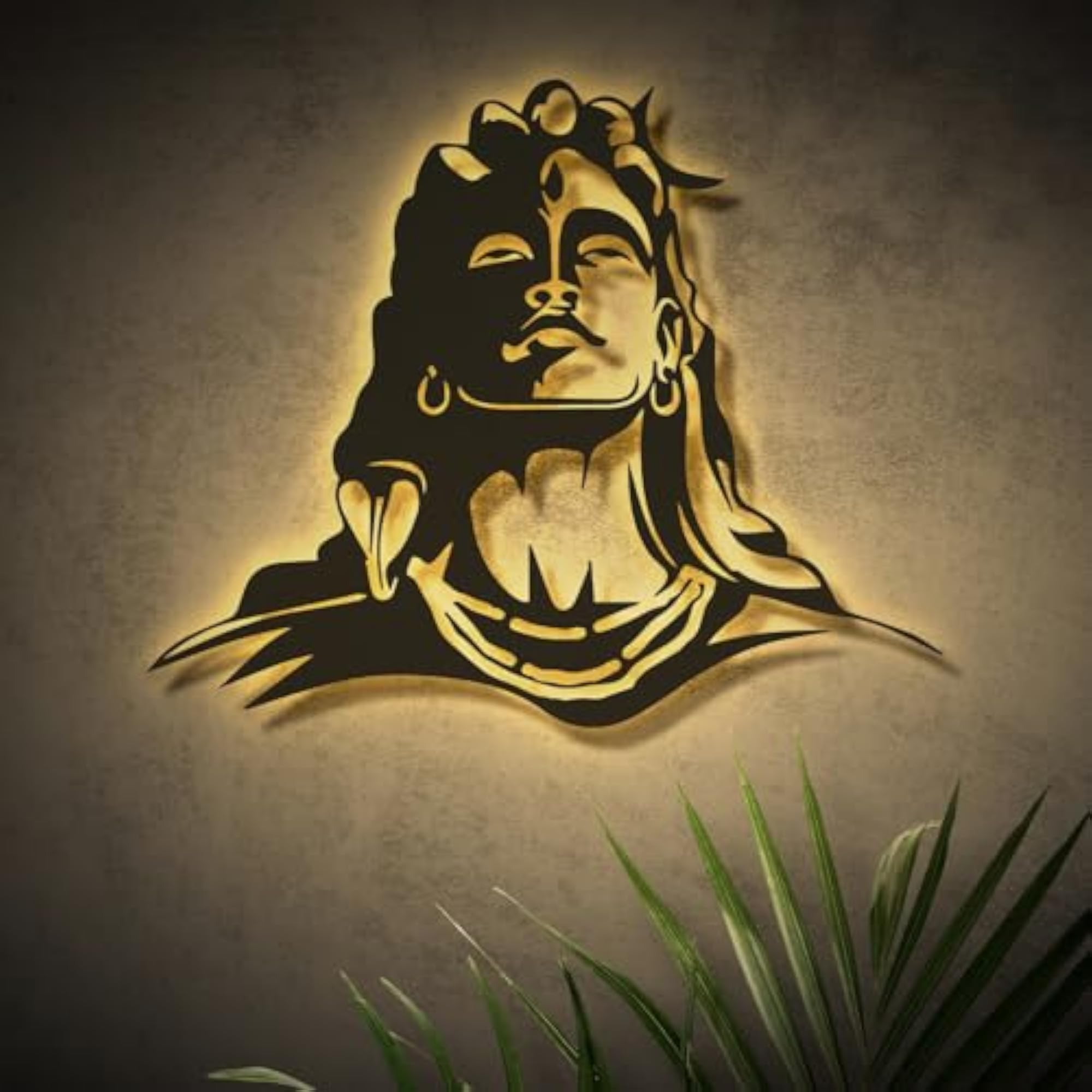 Adiyogi Wooden Neon Light Backlit Wall Art