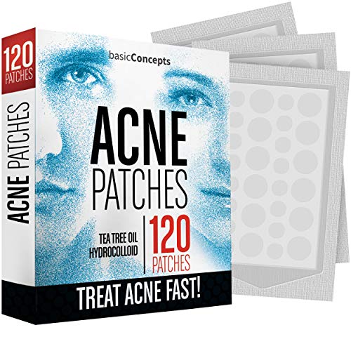 Acne Patches (120 Pack), Tea Tree Oil and Hydrocolloid Pimple Patches for Face