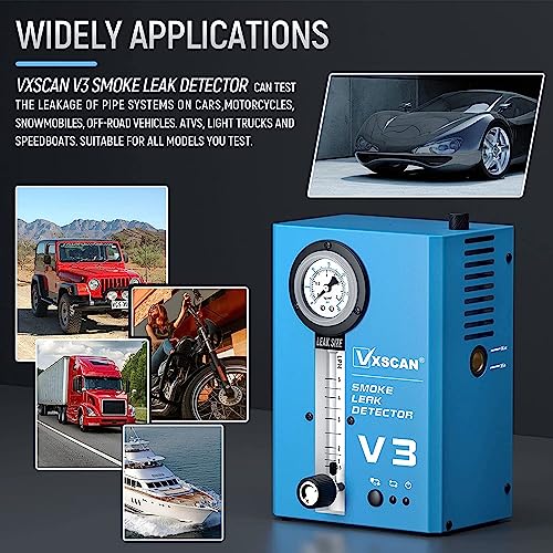 Foto von VXSCAN EVAP Nebelmaschine Kfz Rauchmaschine Lecksuchgerät mit Druckanzeige & Durchflussmesser-Anzeige kfz Nebelmaschine 12V für Alle Autos Motorräder Schneemobile ATV Leichte Lastwagen Boote, V3