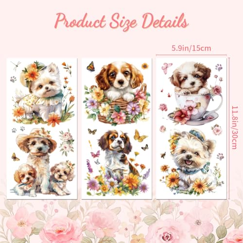 Peacoblue Rub on Transfer Decals for Furniture Crafts Dogs and Flowers 6"x12" - Image 2