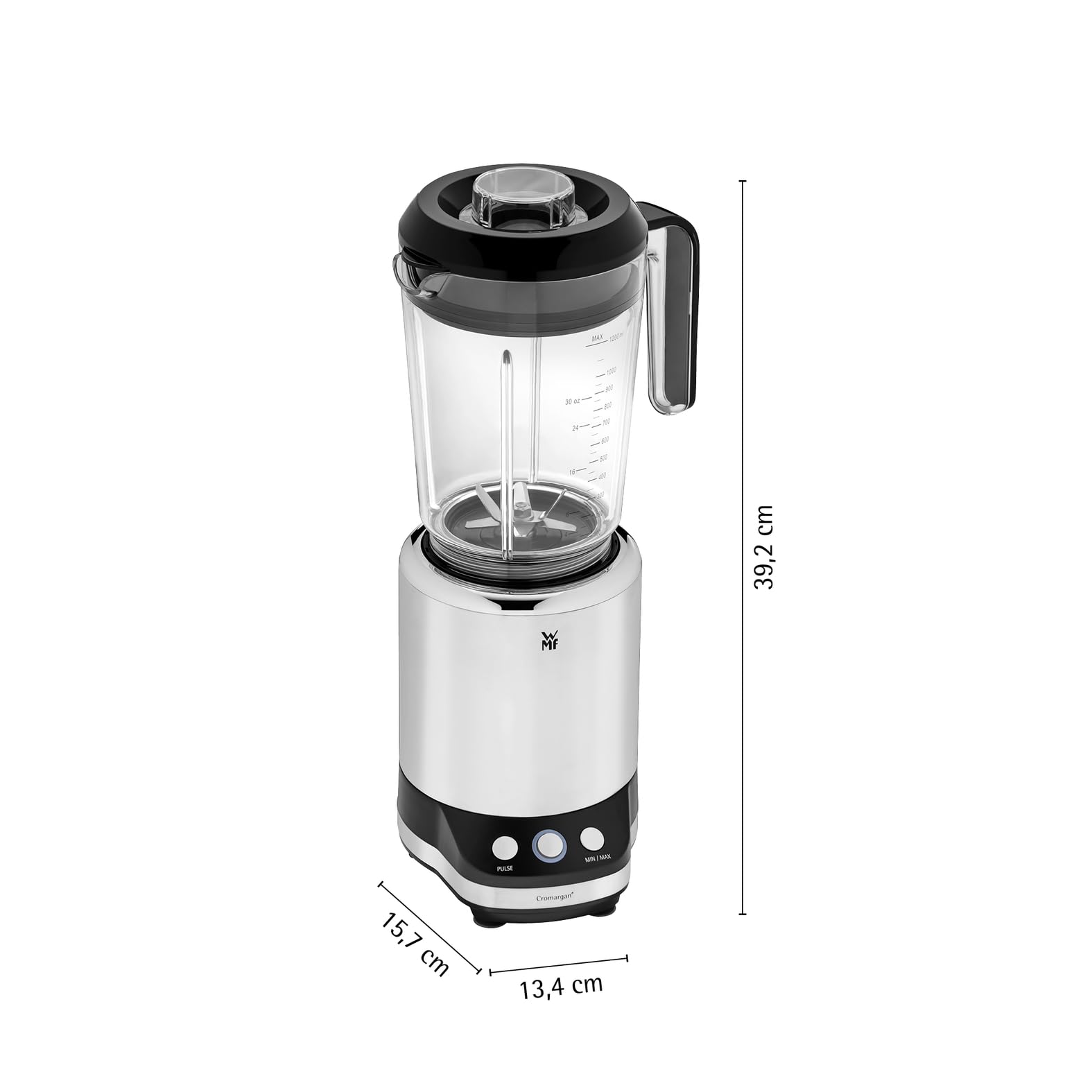 WMF Kult X mikser wielofunkcyjny, 25 000 obr./min, 900 W, 2 prędkości, 4 pojemniki do miksowania, butelka ToGo, nóż z krzyżowymi ostrzami do smoothie, jednostka nożowa z płaskimi ostrzami do rozdrabniania