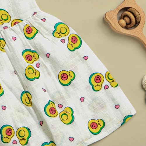 Image of Kidbea Cotton Baby Dress for Girls | Soft Sleeveless Summer Dress for Girl | Cute Printed Newborn Baby Muslin Frocks with Tie-Up Closure
