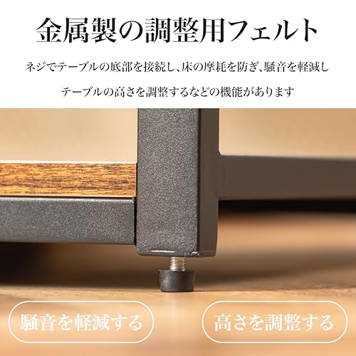 WoRefCra ローテーブル 収納付き センターテーブル コーヒーテーブル 幅102cm ヴィンテージ風 アイアンフレーム おしゃれ リビングテーブル 一人暮らしに最適 防水・防滑 簡単組立 [5]