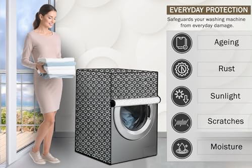 Image of Stylista Washing Machine Cover Compatible for Bosch 6 kg 5 Star Inverter Fully Automatic Front Loading Washing Machine WLJ2016WIN Symmetric Pattern Grey