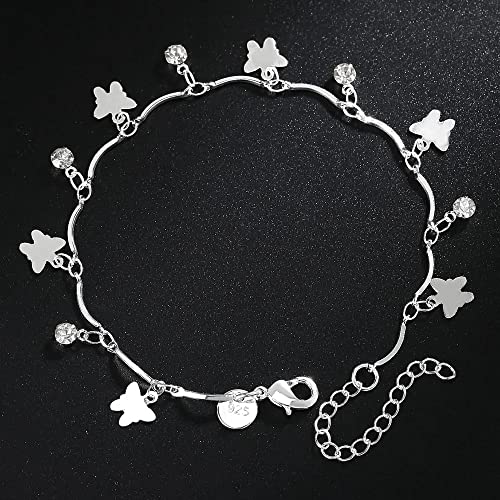 Bracelet papillon en argent 925 et zircon cubique éclatant pour femme