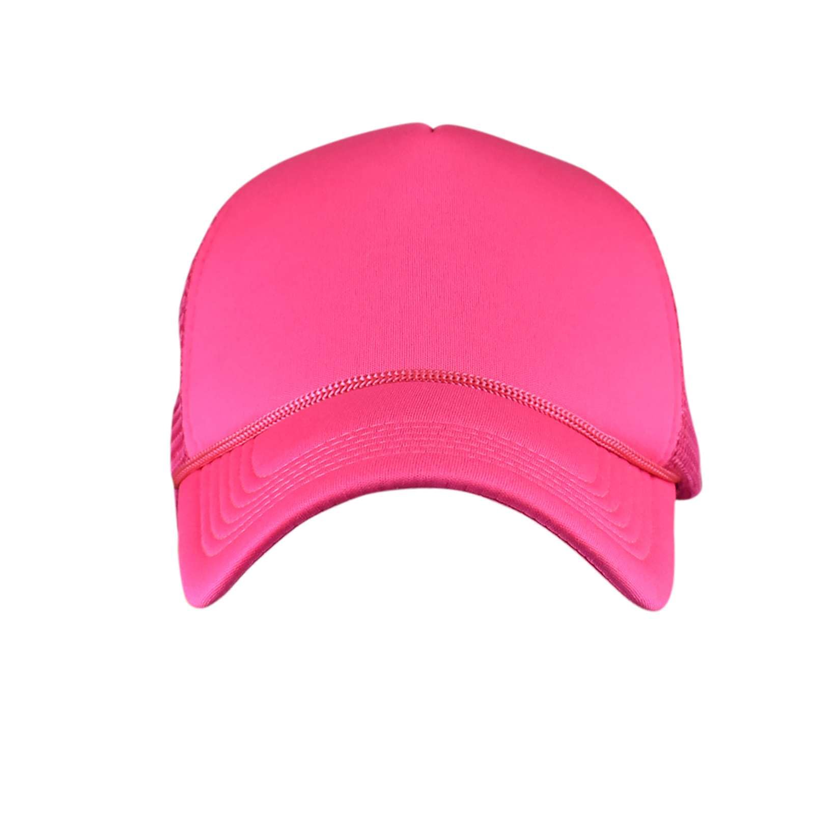 NYFASHION101 Blank Mesh Adjustable Snapback Cotton 6-Panel Trucker Hat Cap, Hot Pink