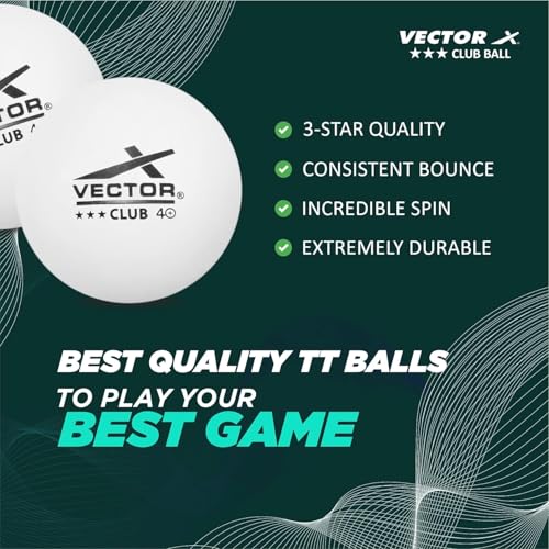 Image of Vector X Club 3 Star Premium ABS Plastic Table Tennis Balls Pack of 3 Pcs.| High Performance TT Balls for Professional Matches and Training | Ideal for Adults & Kids (White) - 1 Box