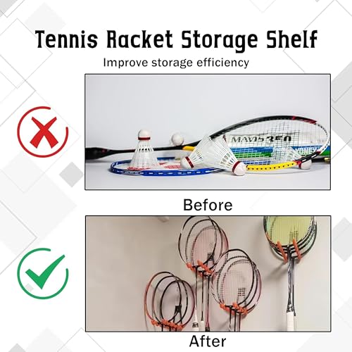 Heavy Duty Garage Hooks 2 Pack,7.7 inch Wave Long Hanger,Wall-Mounted Tennis Racket Storage Rack Display Stand,Badminton Racket Stand, Suitable for Tennis Rackets,Ladder, Garden Tool by XHHTEC - Used condition - Image 5