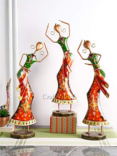 Image of CraftVatika Iron Lady Figurine, 17.5 x 4 Inches, Multicolour, Set of 3