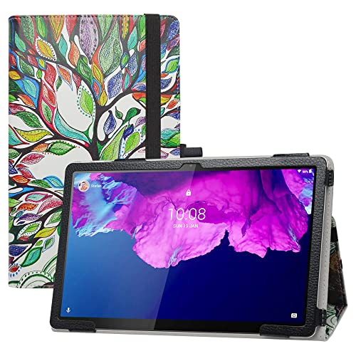 LIFANG Funda para Lenovo Tab P11,Soporte Cuero con Slim PU Funda Caso Case para 11' Lenovo Tab P11 / P11 Plus / P11 5G (TB-J606F /J616F /J607Z) / Moto Tab G70 Tableta,Love Tree