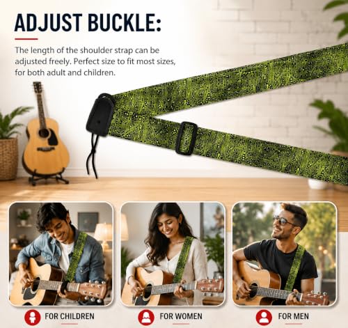 Image of MOCKING BIRD Guitar Belt with guitar wall mount hanger Adjustable Buckle Guitar strap for acoustic Guitar Electric Guitar bass Guitar Hanger with Colourful Plectrum picks