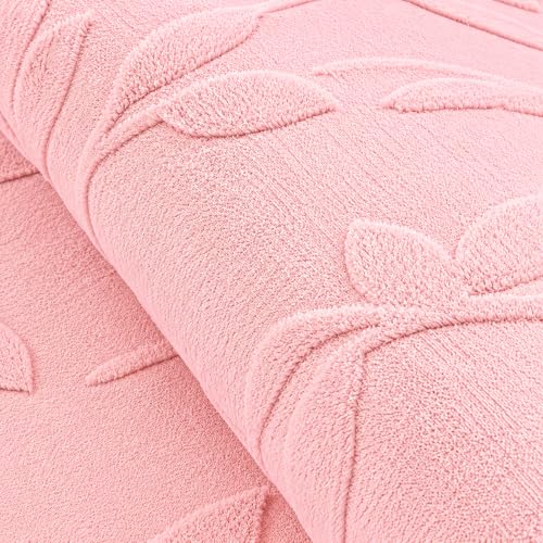 Image of HOMETHREADS Premium Plush Soft 2-Layer Faux Rabbit Fur Embossed Carpet, Washable Area Rug with Anti-Skid Backing for Living Room, Bedroom, Hall & Office, Ultra Soft Floor Carpet(Pink, 4' x 6' Feet)