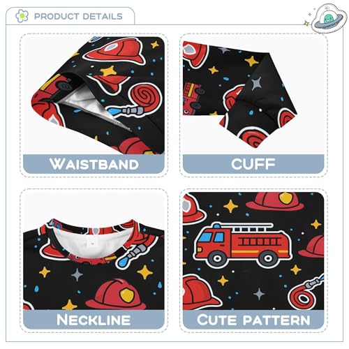 JUNZAN Firefighter Fire Hose Hydrant Truck Black Big Girls Sweatshirts Hoodies Crewneck Kids Hoodies Boys Party 4T3