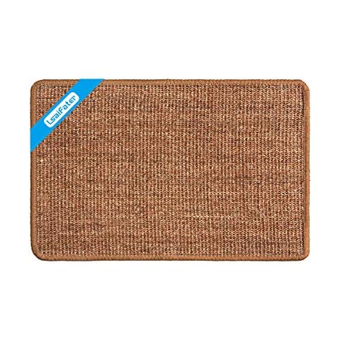LSAIFATER Cat Scratching Mat, Natural Sisal Mat, Cat Scratch Furniture Protector, Horizontal Cat Floor Scratching Pad Rug, Protect Carpets and Sofas (14.9x23.6 inch, Brown) Cover