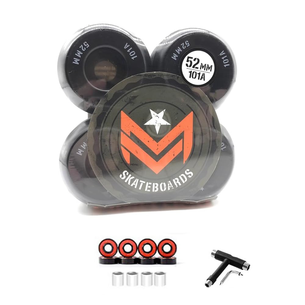 4er Pack Skateboardrollen 53 mm weich/hart für Cruiser Street/Park Härtegrad 83A 90A 101A für Anfänger/Profis