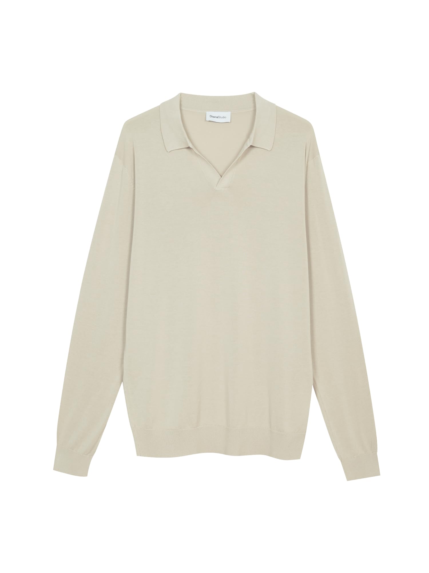 Diana Studio - Polo Rasata in Maglia Senza Bottoni, Uomo, 100% Cotone Leggero Extra Ritorto, Maniche Lunghe, Casual Fit