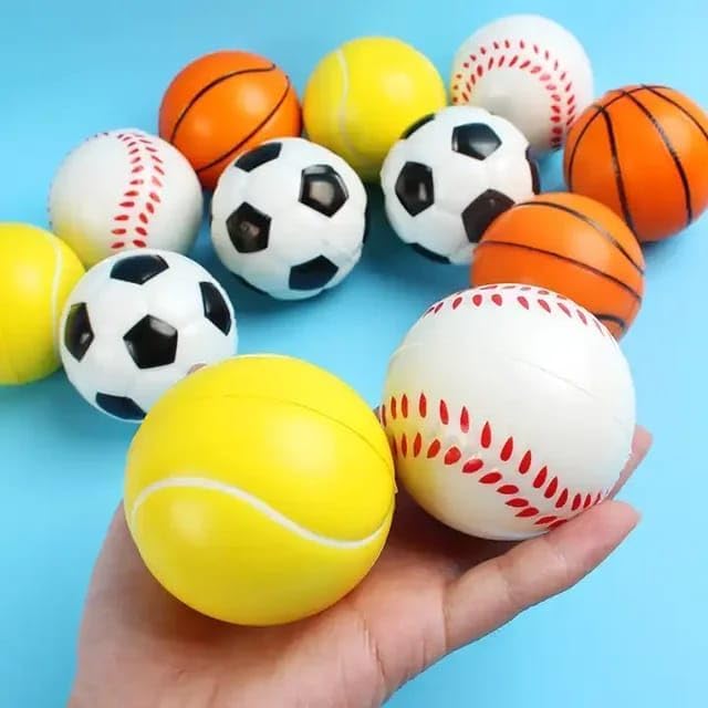 Image of Asera 12 Pcs Soft Foam Sponge Sports Balls Set for Kids, Lightweight Football Basketball Baseball Tennis Balls, Birthday Return Gifts, Indoor Outdoor Play