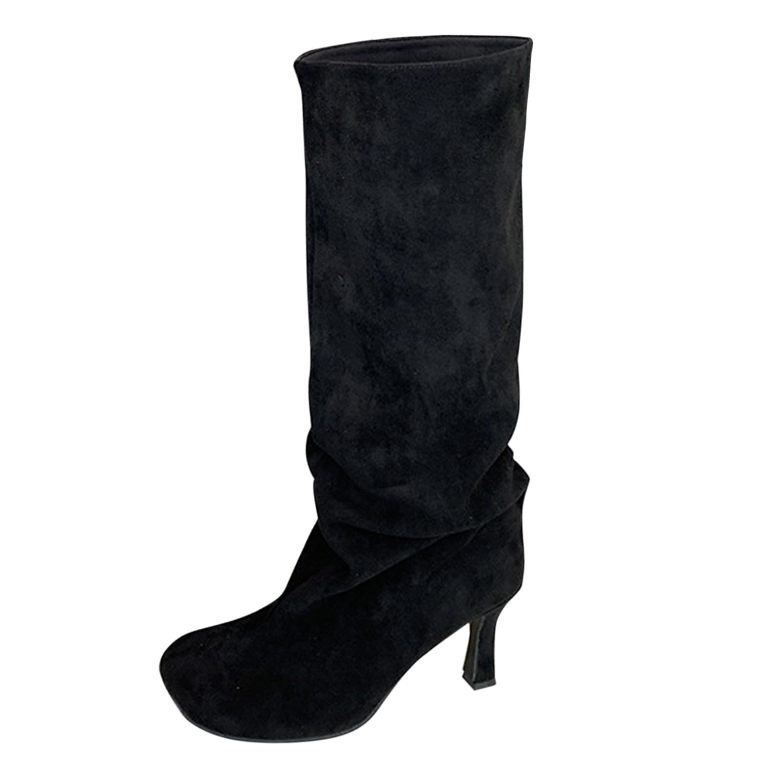 Botas de mujer con puntera ancha, botas altas por encima de la rodilla, antideslizantes, parte superior impermeable, botas altas con tacón ligero, botas de montar para mujer, duraderas, para