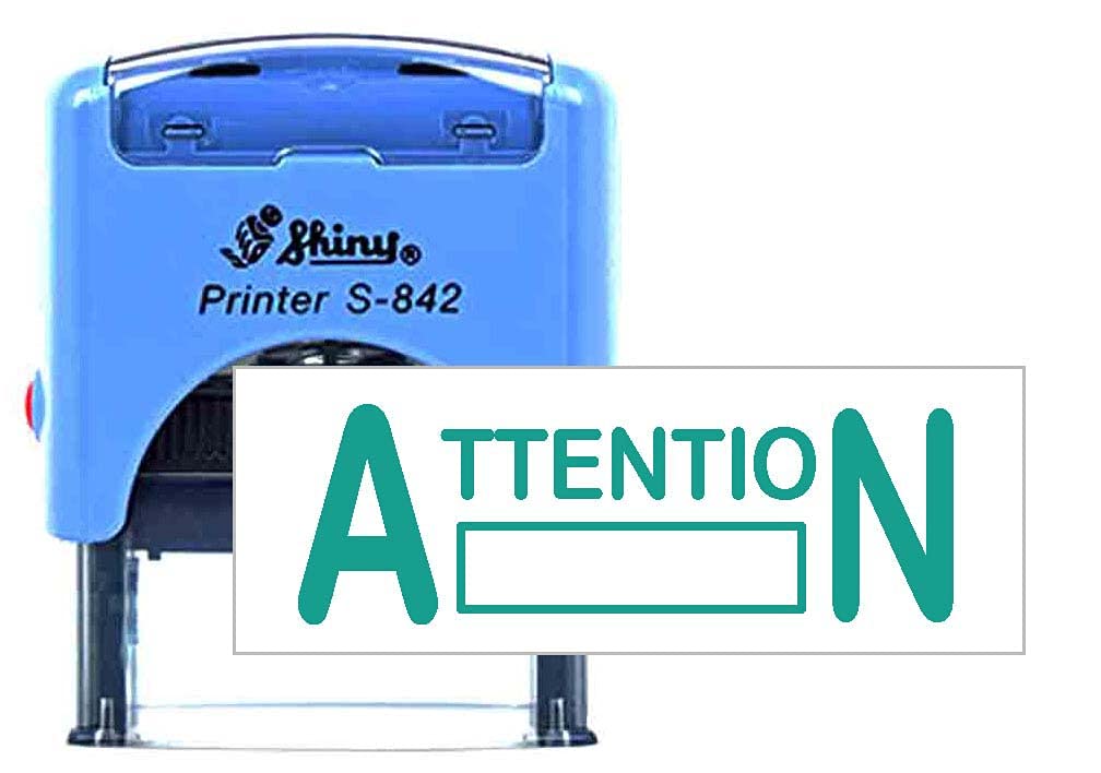 Sharvgun Green Attention Personlized Shiny 842 Rubber Stamp Self-Inking Easy Refill Clear, Crisp Impression Everytime 14X38mm