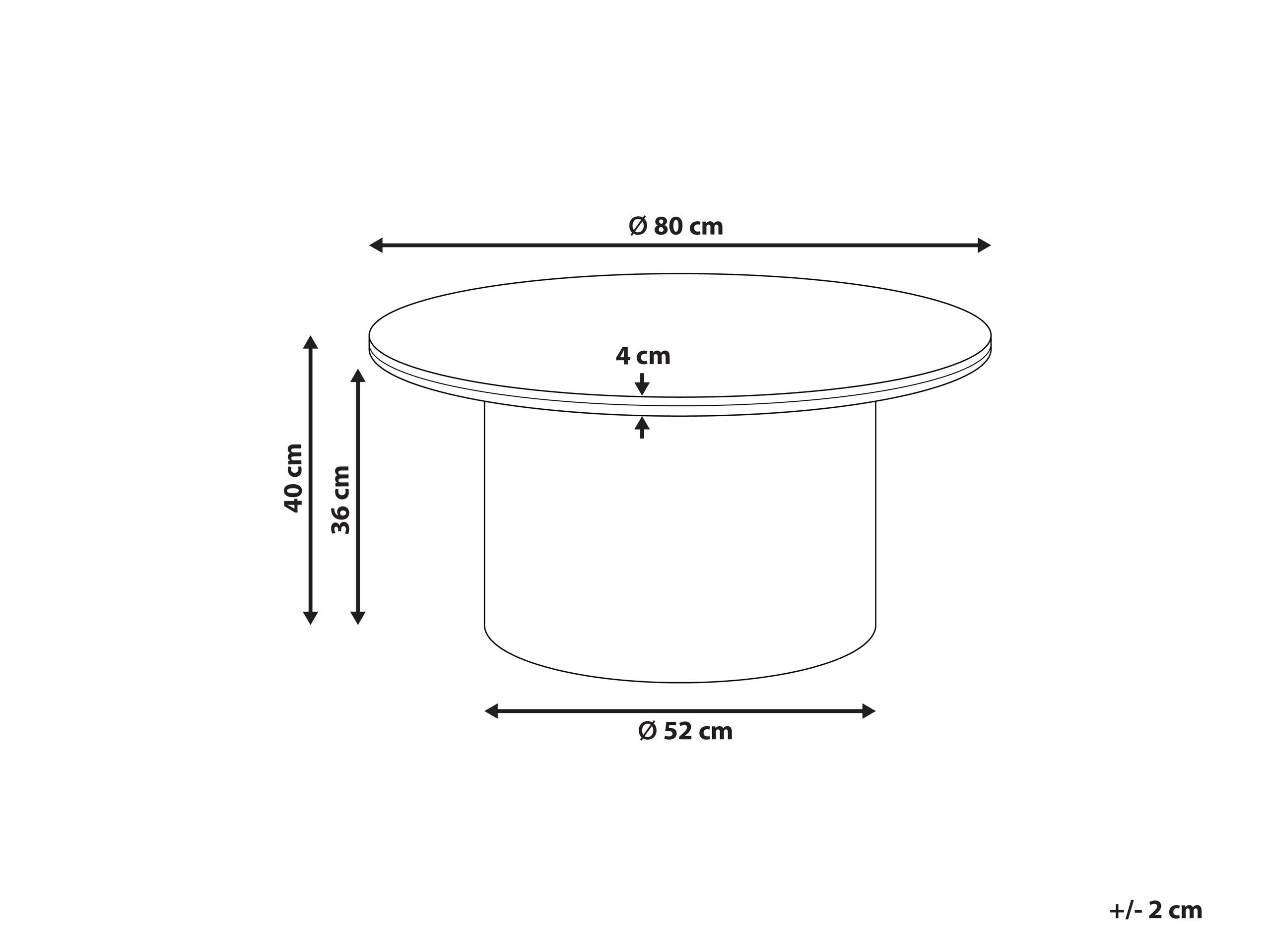 Beliani Couchtisch Keramik Marmor Optik weiß/braun rund ⌀ 80 cm mit Rillen Standfuß Dora