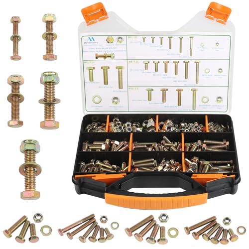 Image of 630pcs Metric M6 M8 M10 M12 Nylon Locknut Hex Bolt Washer Assortment Kit by Color Galvanization,Alloy Steel,Grade 8.8.Length 12-50mm.19 Common Size for Automative,Tooling,Fixture,Jigs.
