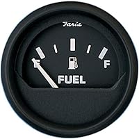 Faria Beede 12801 Euro 2" Fuel Level Gauge (E-1/2-F) Black - Universal Fit for ATVs, Boats, RVs