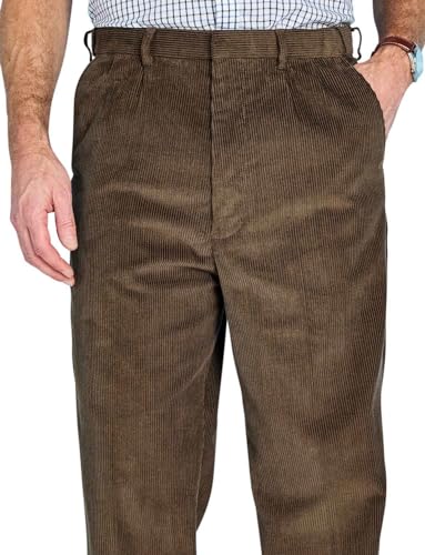 Chums Men's HIGH-Rise Pants Luxury Cotton Corduroy Trousers Olive2