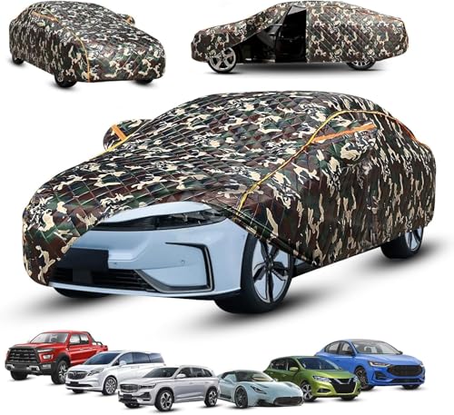 車ボディカバー適用トヨタ ヴォクシ- ノア 80系/90系、雹対策 車カバー、厚手のコットン裏地の雹対策カーターポリン、全天候型、Uv耐性、通気性、傷防止、紫外線対策、防塵強風対策 、反射ストライプと右側ジッパー付き取り付け簡単 ssh259