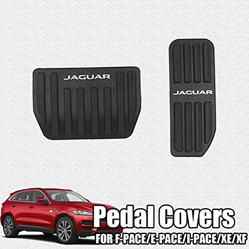 Aluminium alloy Gas Accelerator Pedal Covers, Anti-Slip No Drilling Brake Foot Pedal Pads Kit accessories 2 pieces/set(black) for Jaguar F-PACE(2017-2020) E-PACE(2018-2020) I-PACE(2019-2020) XE XF