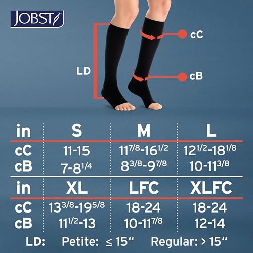 Image of JOBST UltraSheer Knee-High 15-20 mmHg Open Toe Compression Stockings for Women, Medical Compression For Varicose and Spider Veins, Helps Prevent Swelling