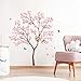 decalmile Stickers Muraux Fleurs de Cerisier Rose Arbre Autocollant Murale Oiseaux et Branche Décoration Murale Chambre à Coucher Salon Cuisine (H:100cm)