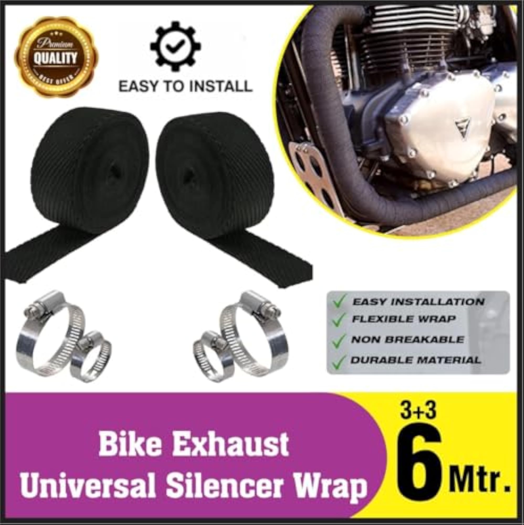 Universal Exhaust Wrap Combo Silencer & Heat Shield