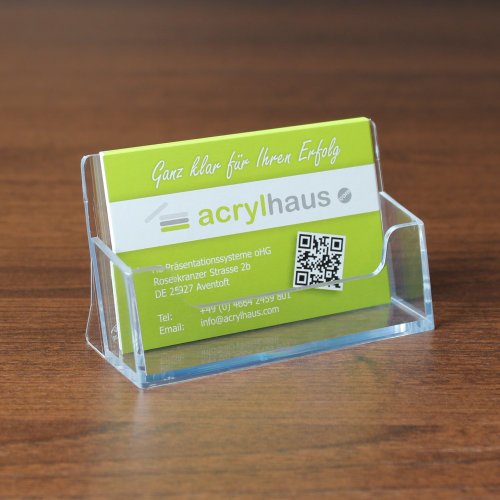 10 Stück Visitenkartenhalter/Visitenkartenständer im Querformat transparent - Zeigis®