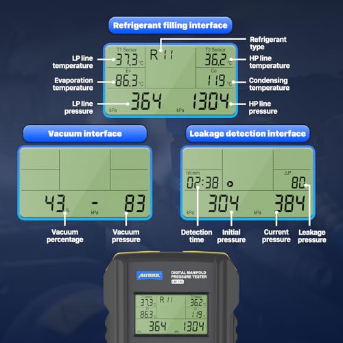Manómetro digital HVAC con colector electrónico AUTOOL LM150 de alta precisión 4