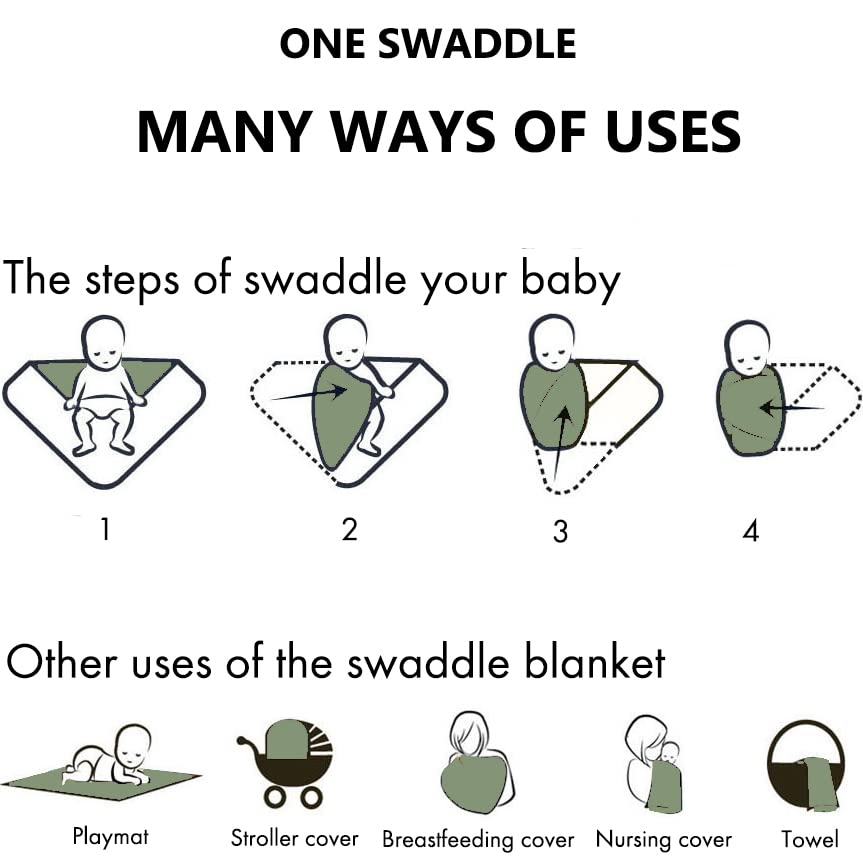 Large Jersey Knitted Swaddle Blanket for Baby, Soft Stretchy Receiving Blanket for Newborns with Hat, Baby Nursery Swaddle 47 x 47 inches(Sage) - Image 3