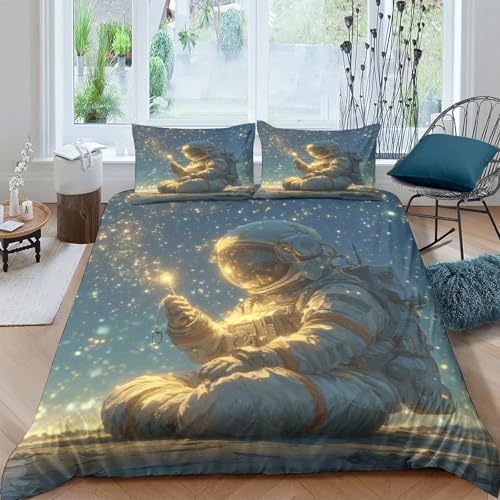Housse de couette astronaute double 200x200 cm avec fermeture éclair - 4