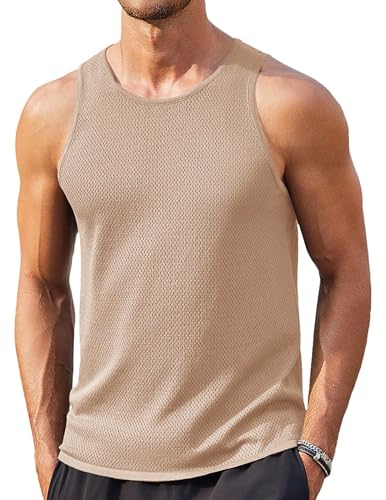 COOFANDY Mens Tank Tops Summer Beach Sleeveless Muscle Shirts Casual Knit Tanks Workout Gym Tee