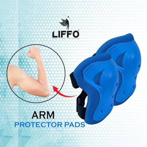 Image of Liffo Skating Guard Skating Kit Protective Skating Guard Kit for Skating, Cycling, Running for Kids,Boys,Girls,Men & Women (HSG) (HP-Blue, S)