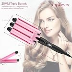 3 Barrel Curling iron Hair Waver, TOP4EVER 25mm Professional Ceramic Hair Curler with Two Temperature Control, Fast Heating 1inch Triple Barrel Crimper Wand for Waving Hair