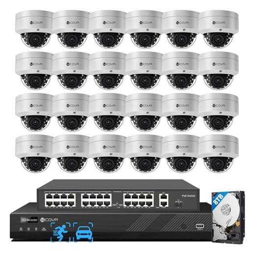 4COVR 32 Channel Security Camera System PoE with Mic, 24Pcs 5MP IK10 Vandal-Proof Dome IP Camera IP67, AI Human Vehicle Detection, 4K UHD NVR 8TB HDD, Commercial Surveillance Outdoor, LY54AX5M3224