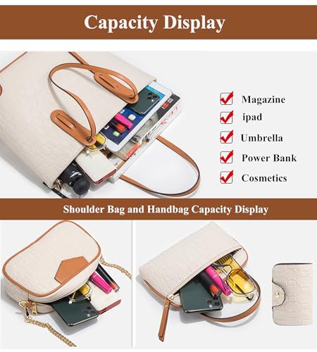 KingTo set 4 piezas bolso tote retro para mujer miniatura 6