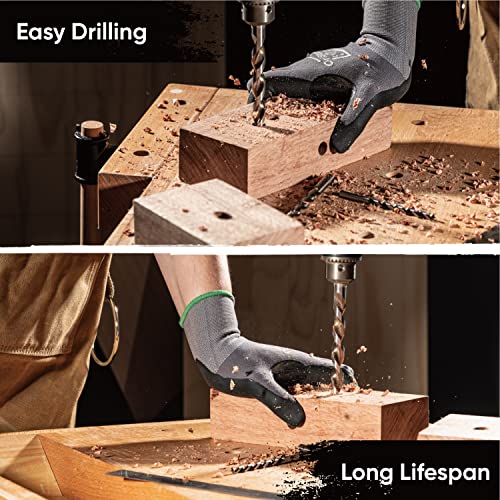 Amoolo Wood Drill Bits(1/4" - 1/2" 4Pcs), High Speed Steel Parabolic Flute Woodworking Drill Bit Set For Wood #TOP4