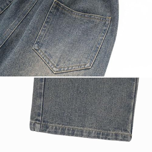 Girls Cargo Baggy Jeans 2025 High Waist Floor Baggy Wide Leg Denim Pants Streetwear Denim Trousers with Pockets 5-16Y4