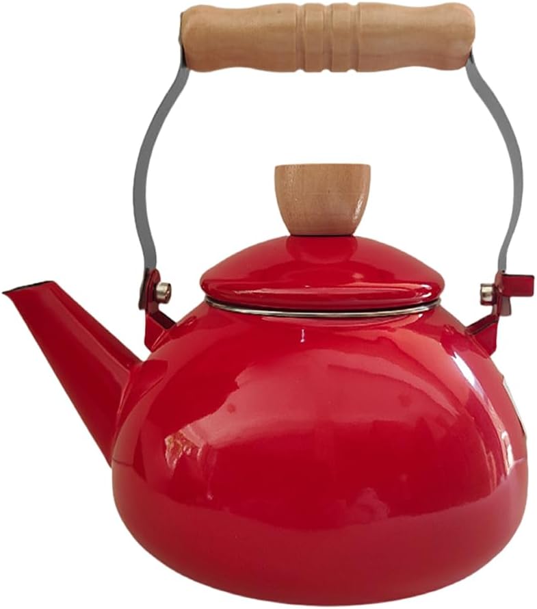 Ciieeo Enamel Water Kettle 8.26X6.29 Inch Stovetop Tea Kettle with Handle for Boiling Water Hot Milk Even Heat Distribution Stylish Kitchen Pot