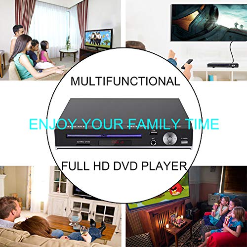 DVD Player-Digital DVD Player for TV Support 1080P Full HD Come with HDMI Cable Remote Control and Built-in PAL/NTSC System, USB Input DVD Players (HD DVD Player Upgraded)